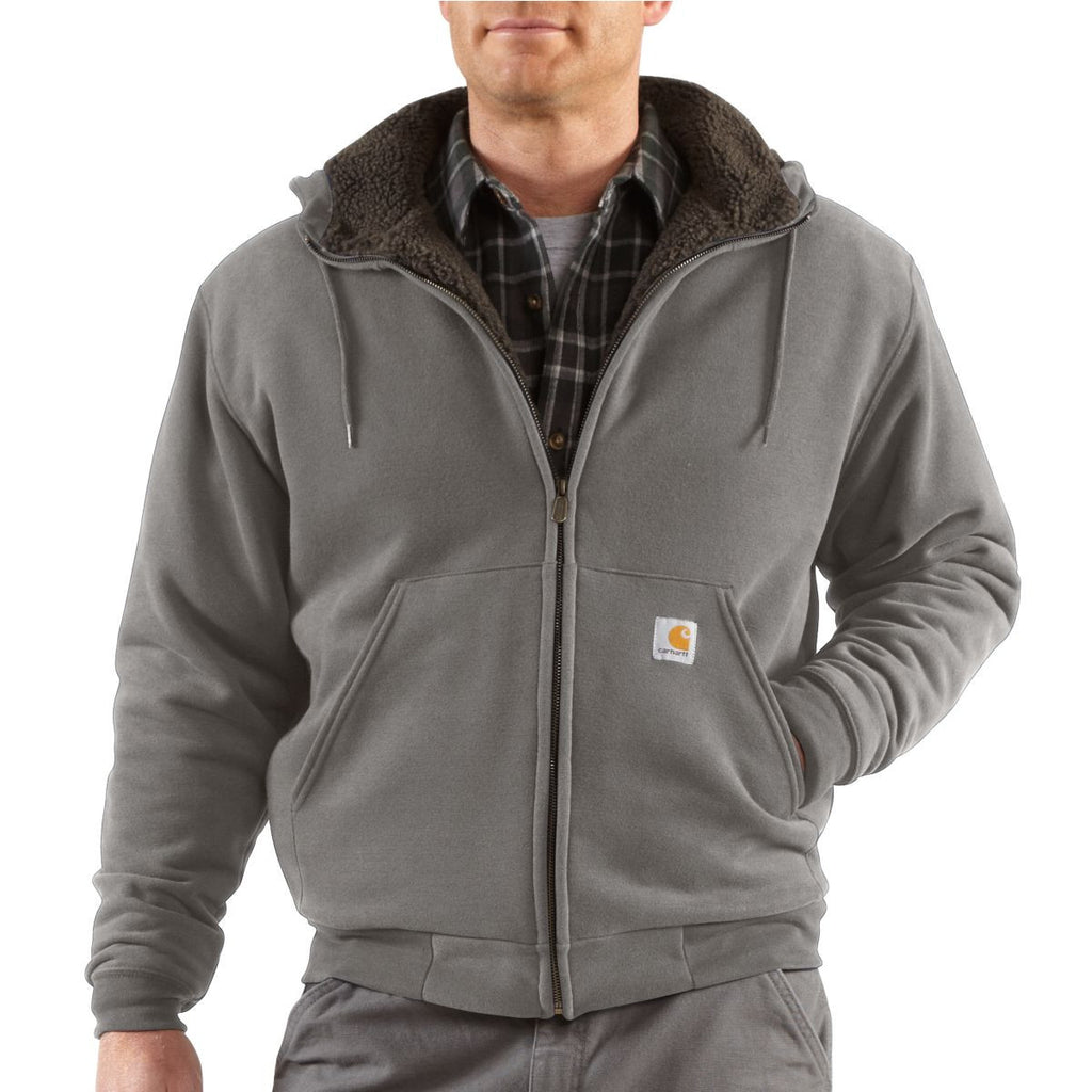 Carhartt Men's Slate Heather Collinston Brushed Fleece Sherpa Lined Sweatshirt