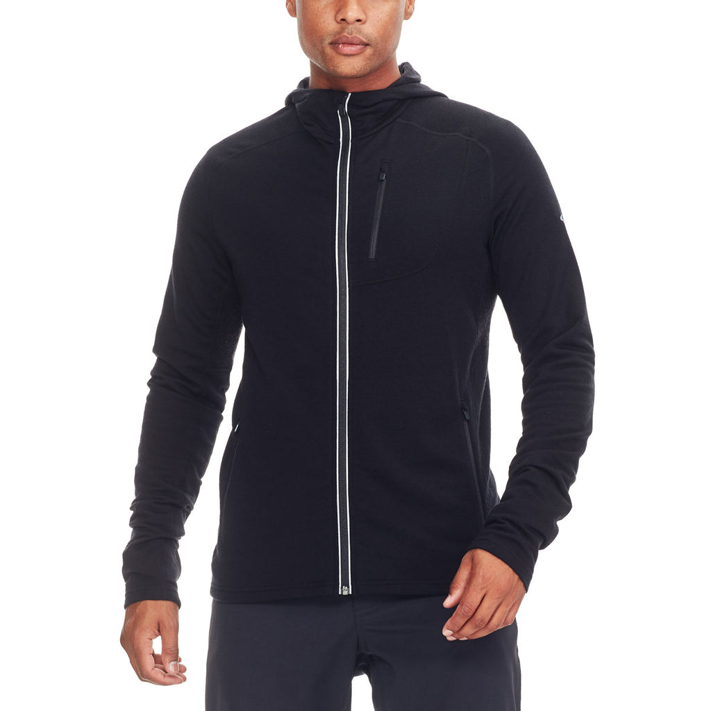 Icebreaker Men's Black Quantum Long Sleeve Zip Hood