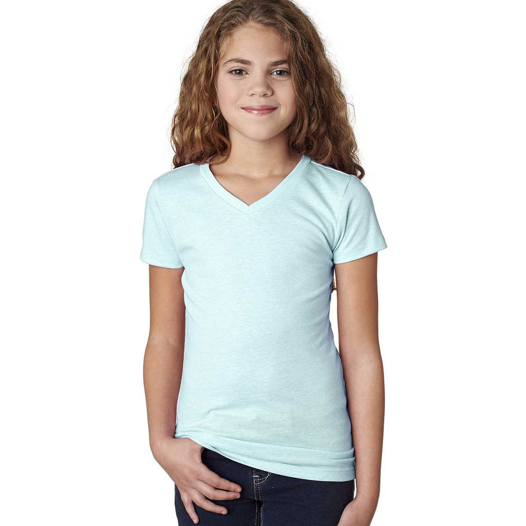 Next Level Girl's Ice Blue Adorable CVC V-Neck Tee