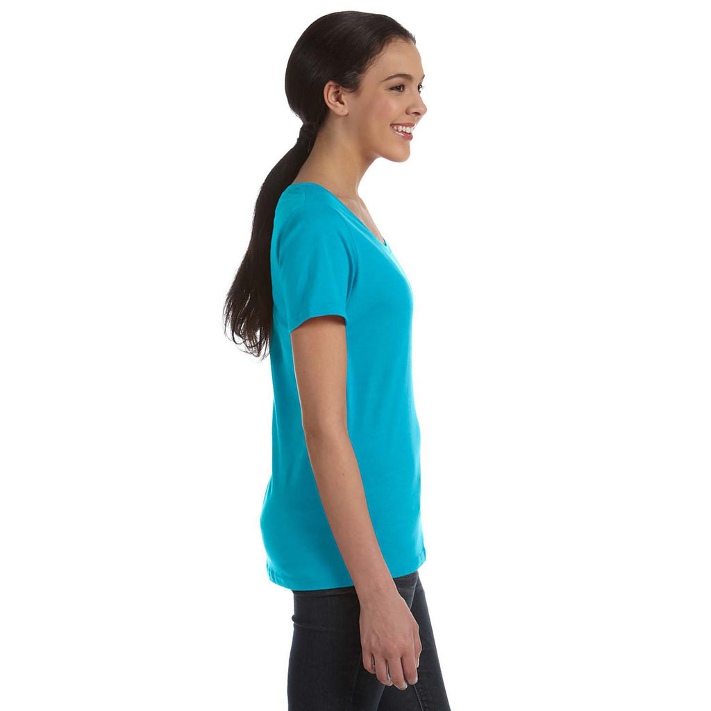 Anvil Women's Carribean Blue Ringspun Sheer Featherweight T-Shirt