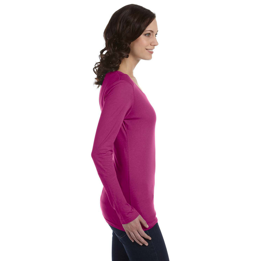 Anvil Women's Raspberry Ringspun Sheer Long-Sleeve Featherweight T-Shirt