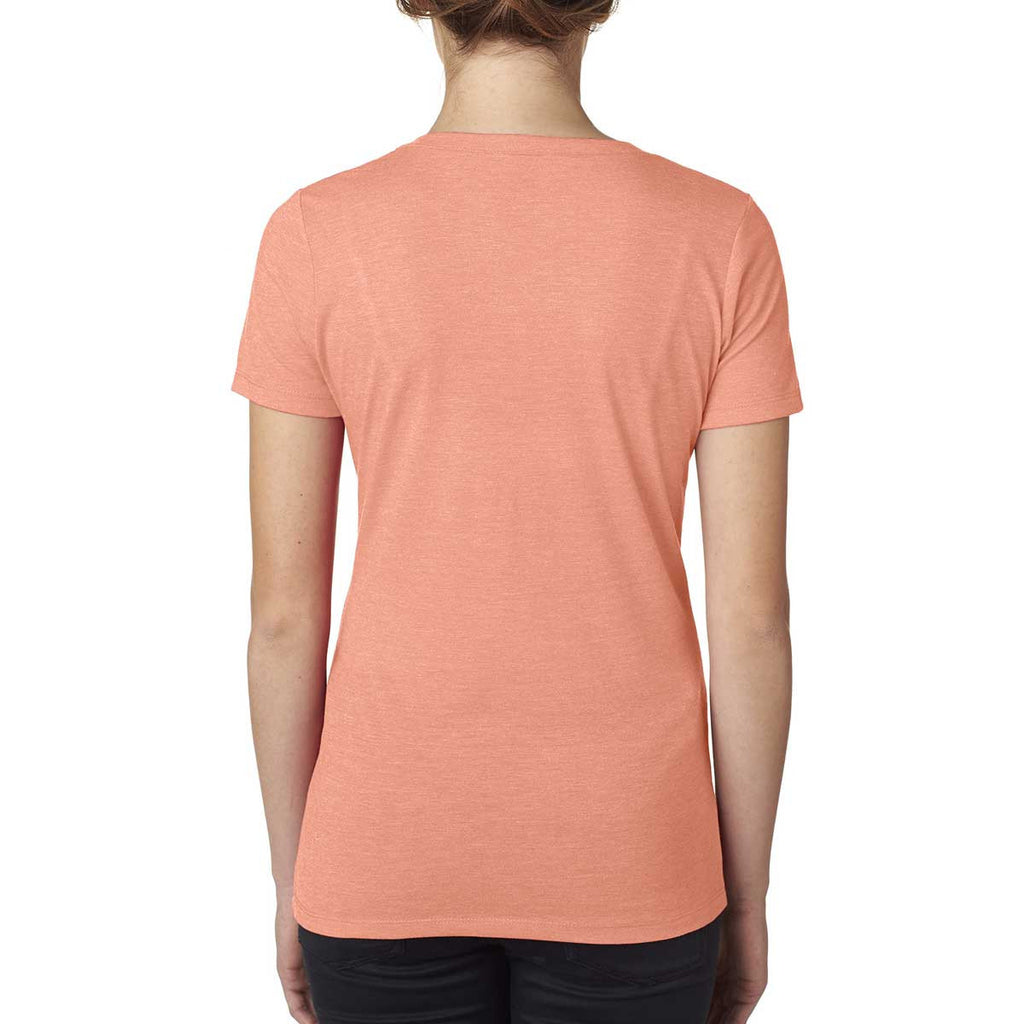 Next Level Women's Light Orange Poly/Cotton V Neck Tee