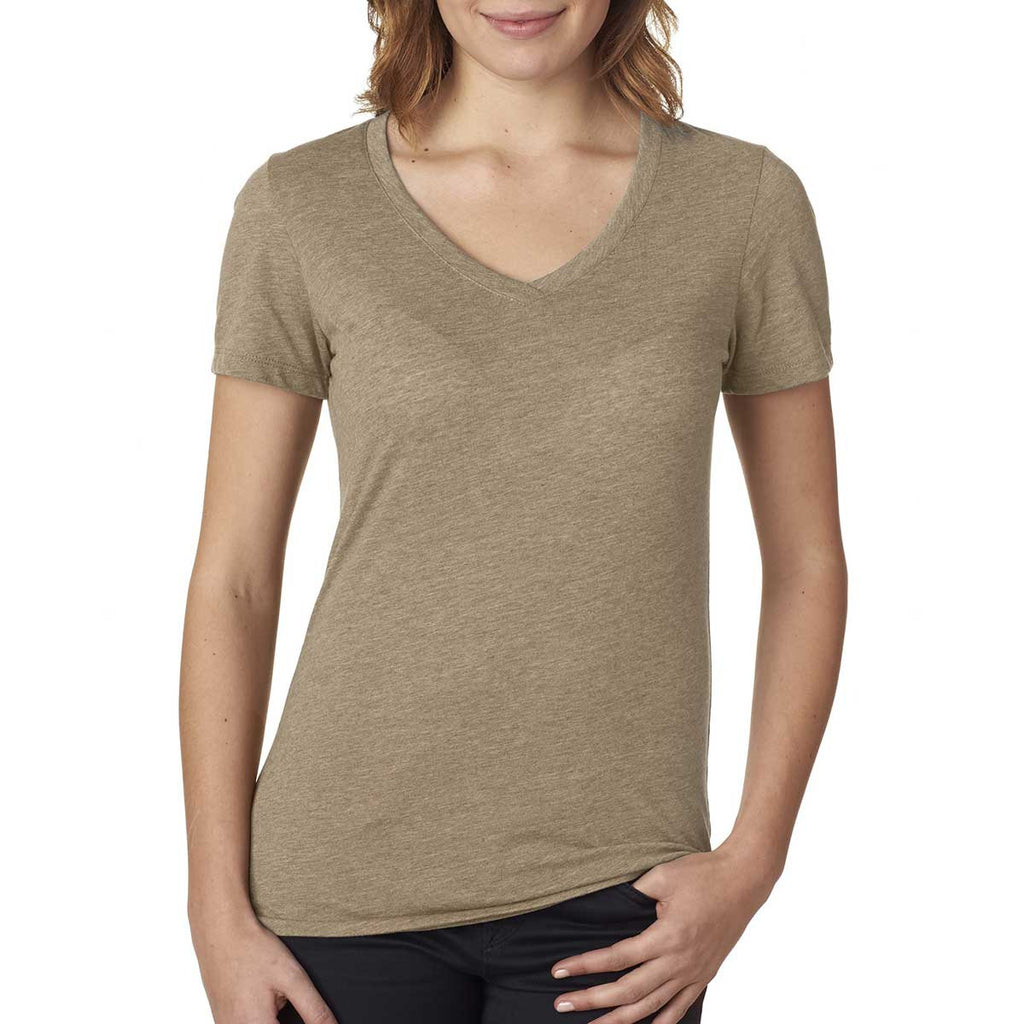 Next Level Women's Sage Poly/Cotton V Neck Tee 