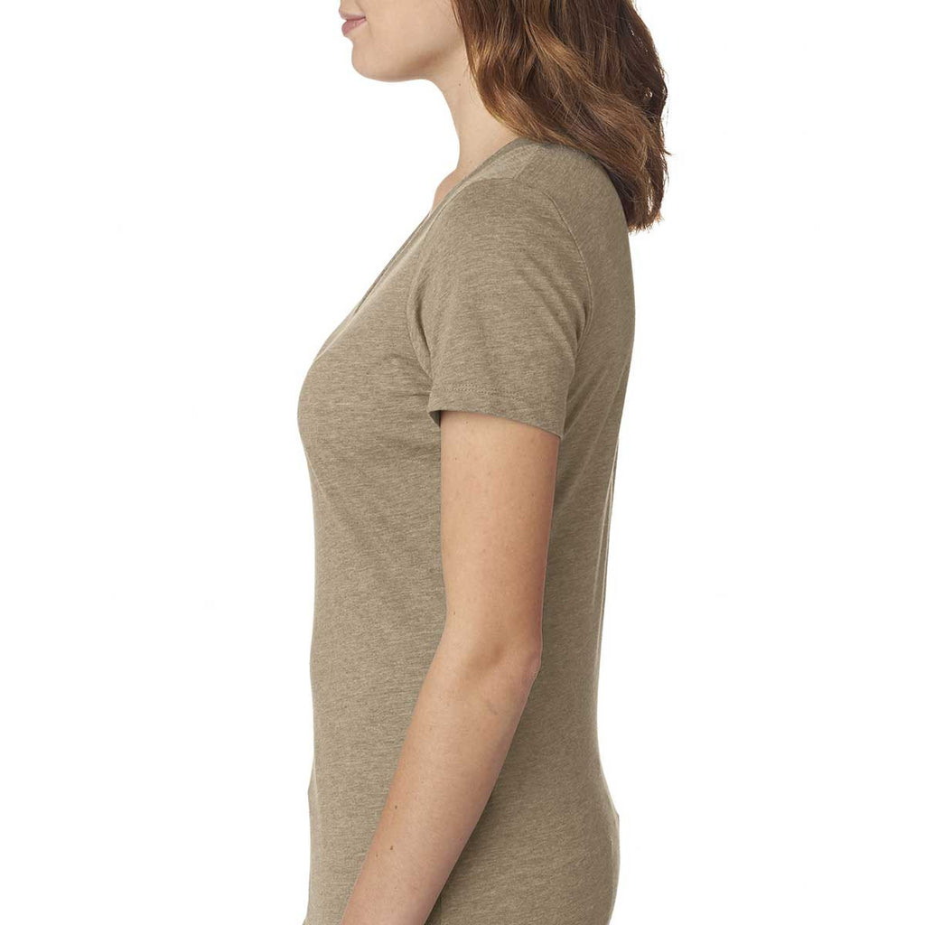 Next Level Women's Sage Poly/Cotton V Neck Tee