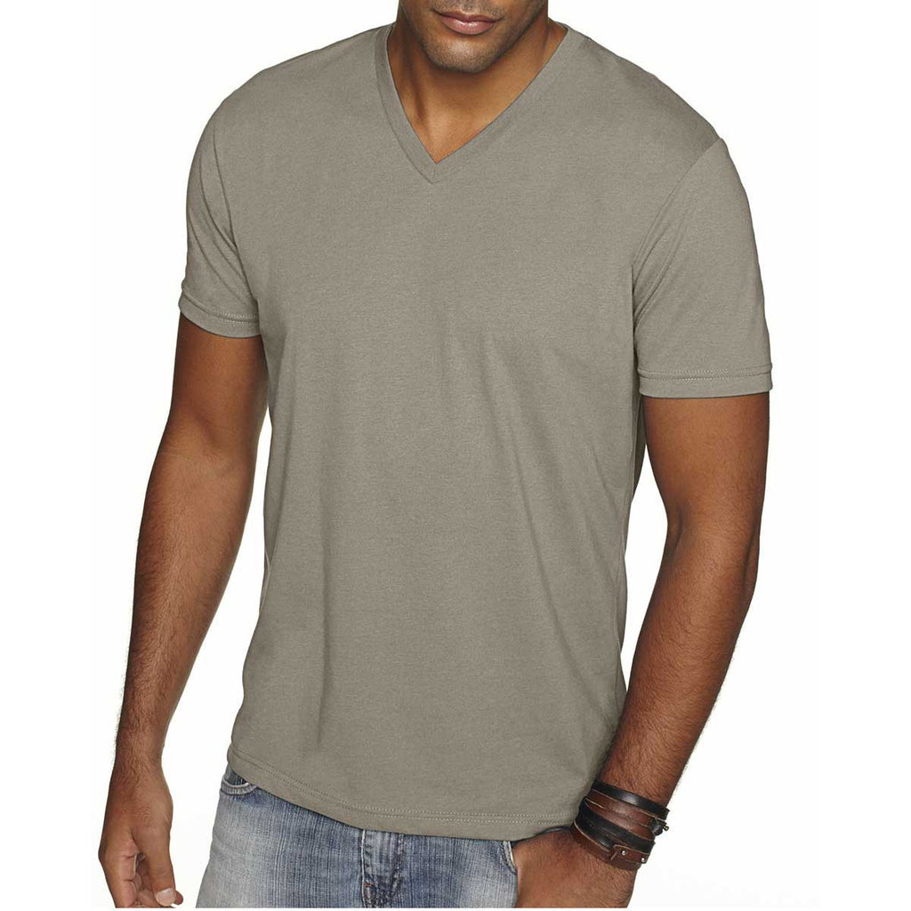 Next Level Men's Warm grey Premium Fitted Sueded V-Neck Tee