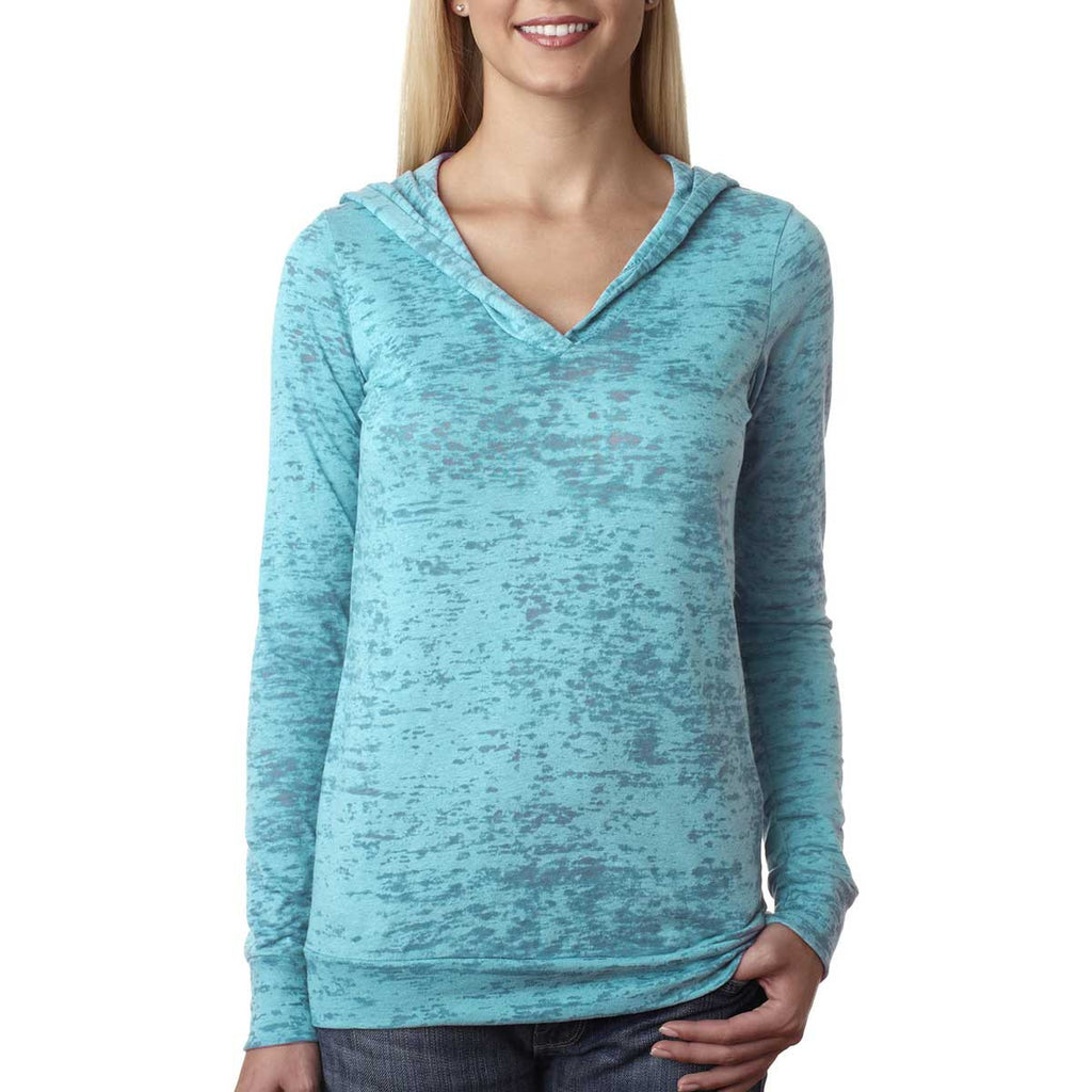 Next Level Women's Tahiti Blue Burnout Hoodie