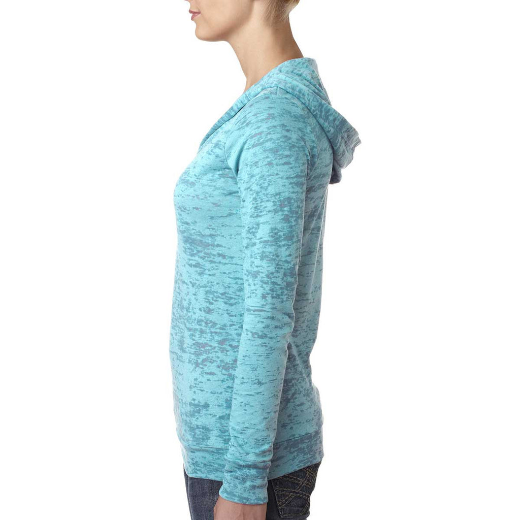 Next Level Women's Tahiti Blue Burnout Hoodie