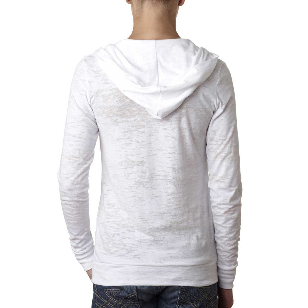 Next Level Women's White Burnout Hoodie