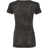 Next Level Women's Black Burnout Deep V Tee