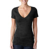 Next Level Women's Black Burnout Deep V Tee