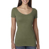 Next Level Women Military Green Triblend Scoop Tee