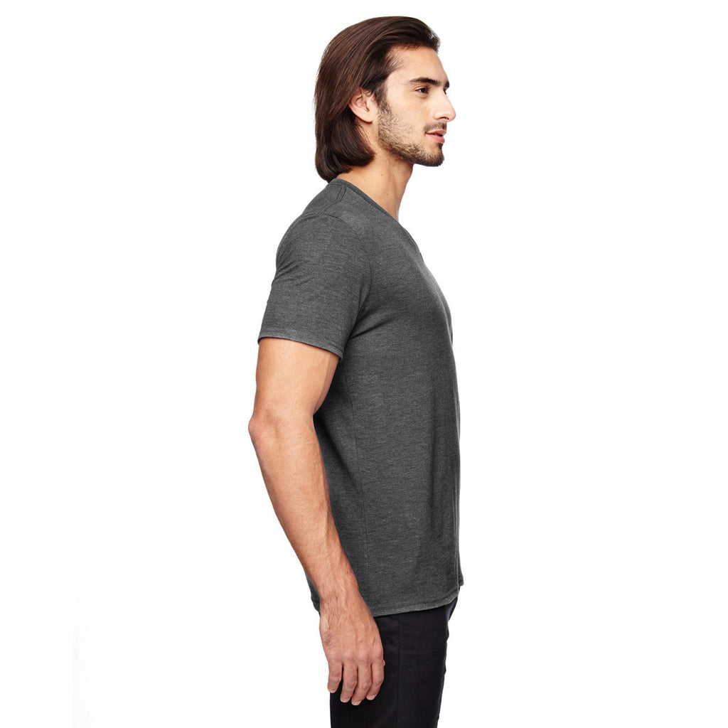 Anvil Men's Heather Dark Grey Triblend V-Neck T-Shirt