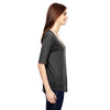 Anvil Women's Heather Dark Grey Triblend Deep Scoop Half-Sleeve T-Shirt