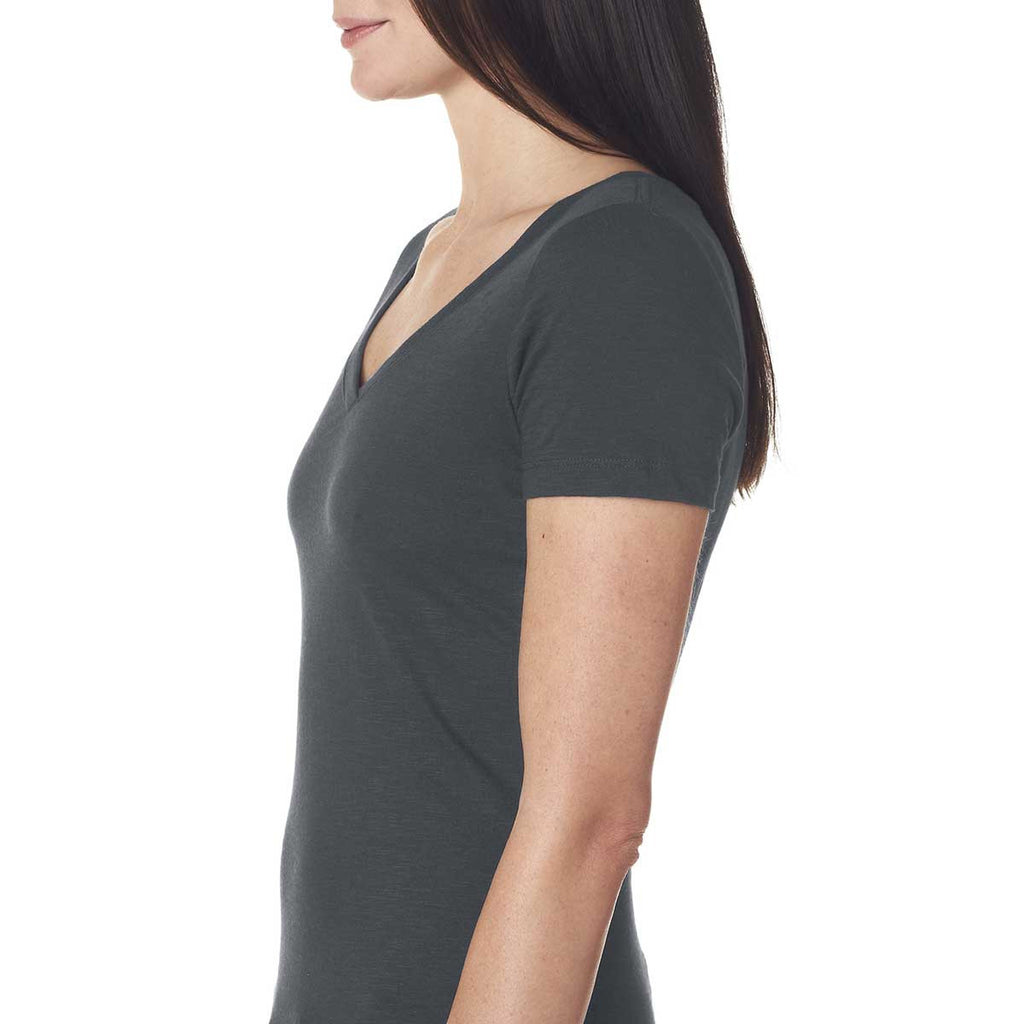 Next Level Women's Dark Gray Slub Crossover V-Neck Tee