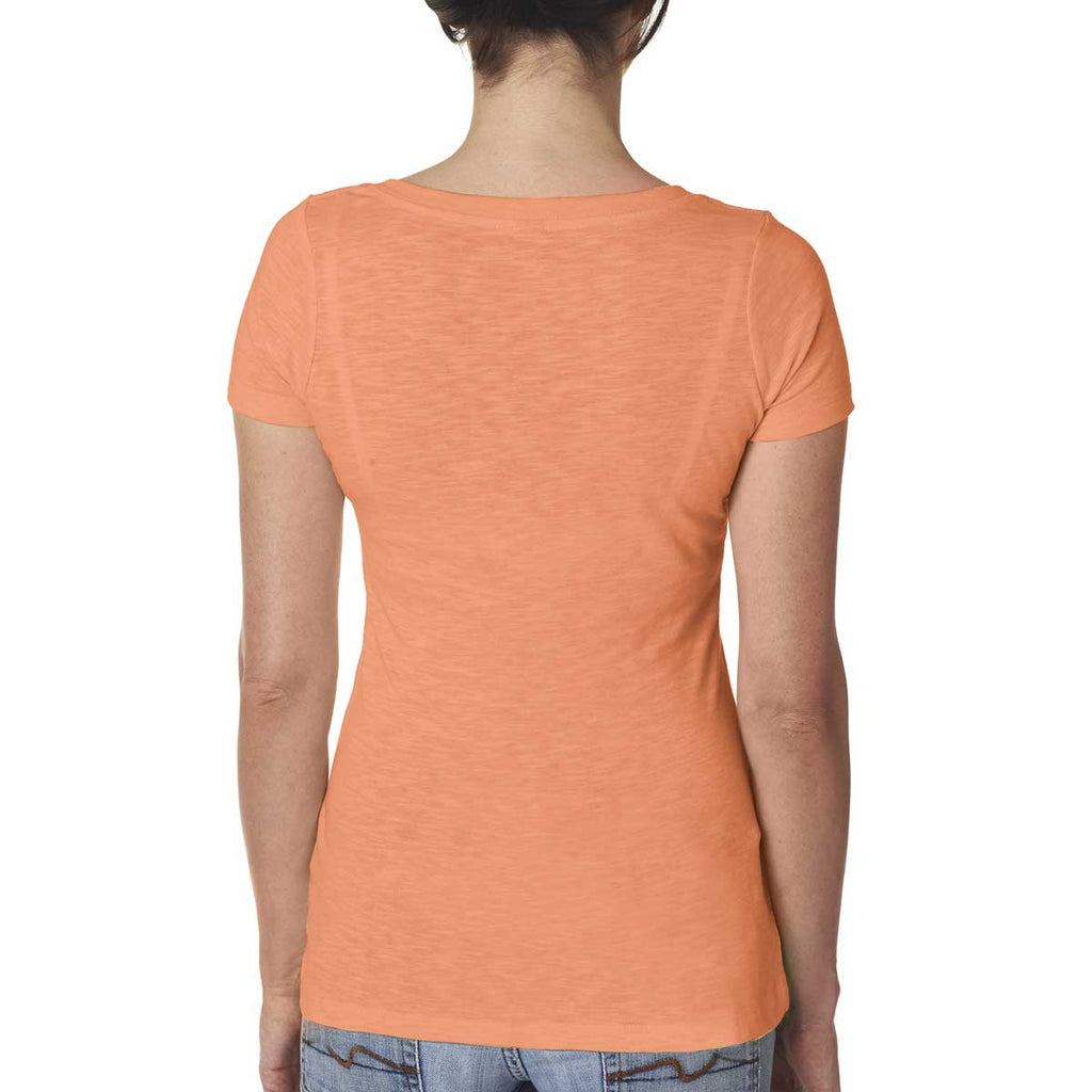 Next Level Women's Neon Heather Orange Slub Crossover V-Neck Tee