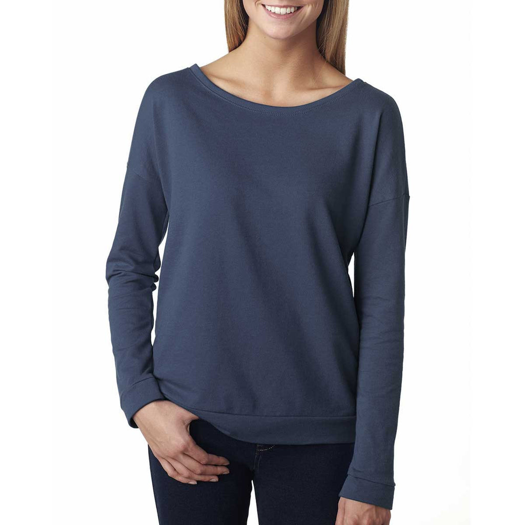 Next Level Women's Indigo Terry Long-Sleeve Scoop Tee