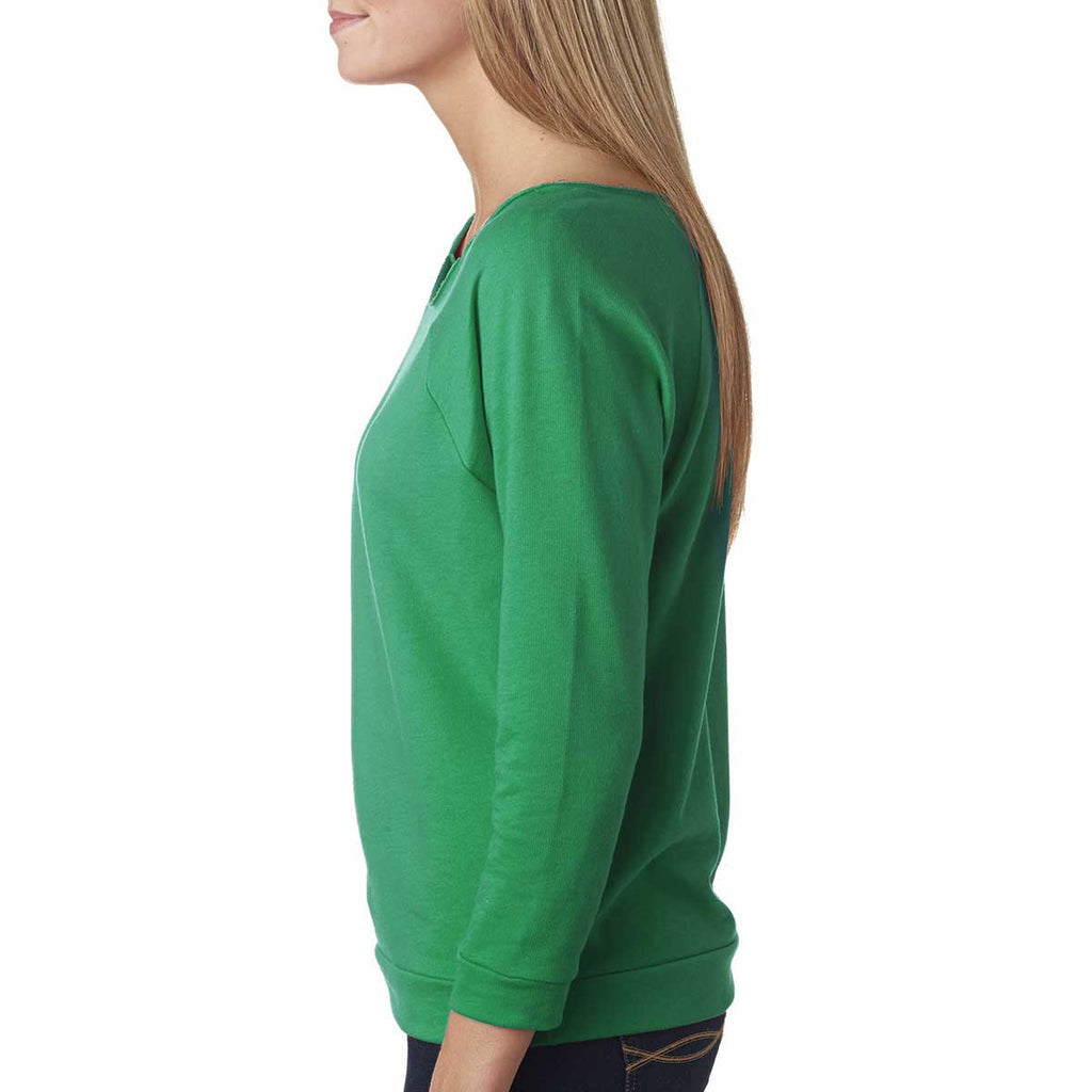 Next Level Women's Envy Terry Raw-Edge 3/4-Sleeve Raglan Tee