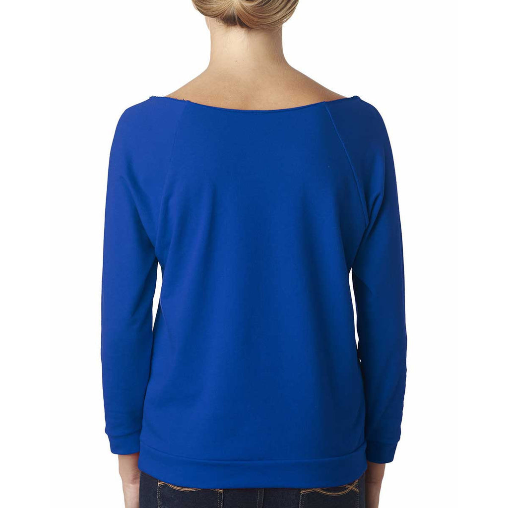 Next Level Women's Royal Terry Raw-Edge 3/4-Sleeve Raglan Tee