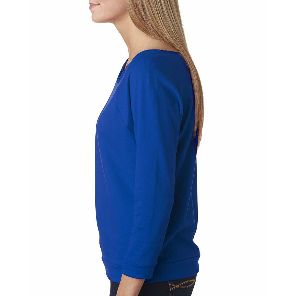 Next Level Women's Royal Terry Raw-Edge 3/4-Sleeve Raglan Tee