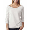 Next Level Women's White Terry Raw-Edge 3/4-Sleeve Raglan Tee