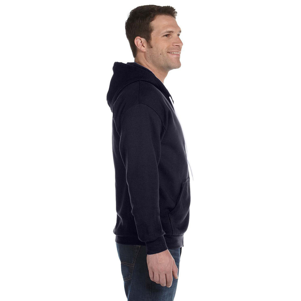 Anvil Men's Navy Full-Zip Hooded Fleece