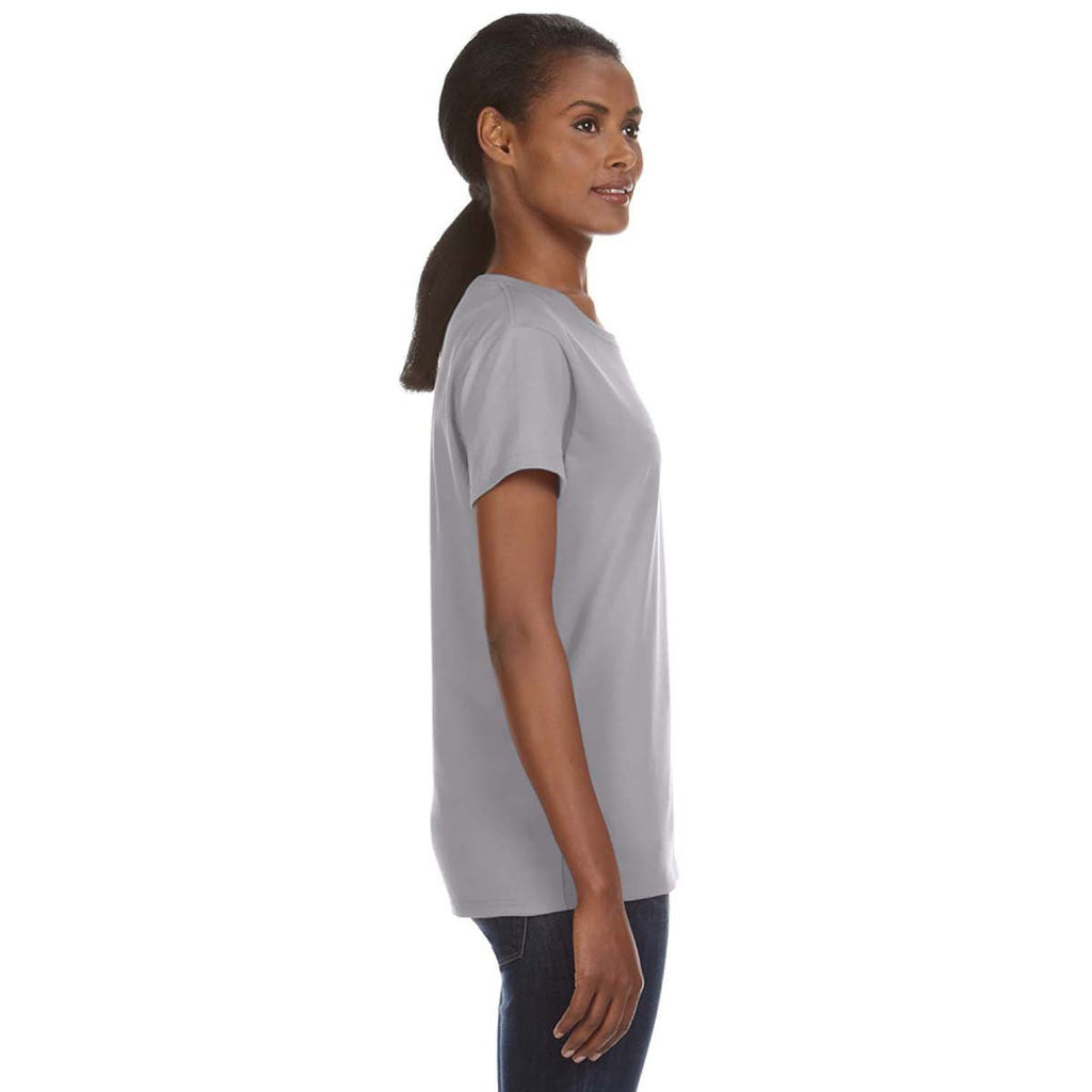 Anvil Women's Heather Grey Midweight Mid-Scoop T-Shirt