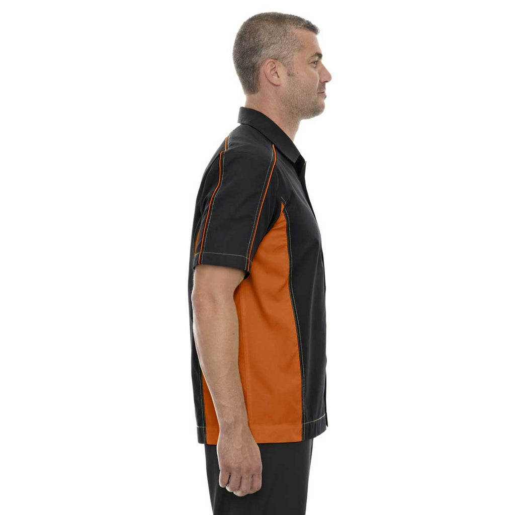 North End Men's Black/Orange Tall Fuse Colorblock Twill Shirt