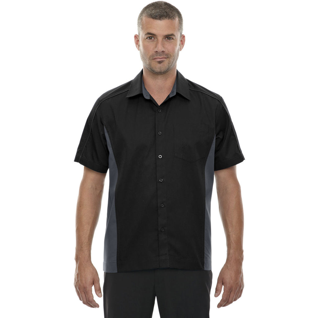 North End Men's Black Fuse Colorblock Twill Shirt