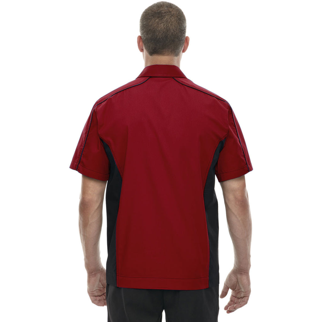 North End Men's Classic Red Fuse Colorblock Twill Shirt