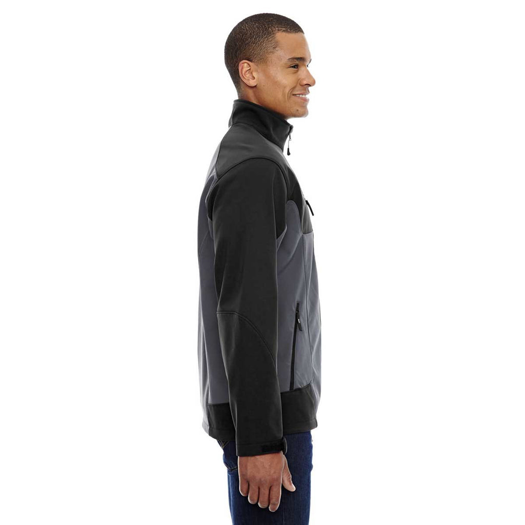 North End Men's Fossil Grey Compass Colorblock Three-Layer Fleece Bonded Jacket