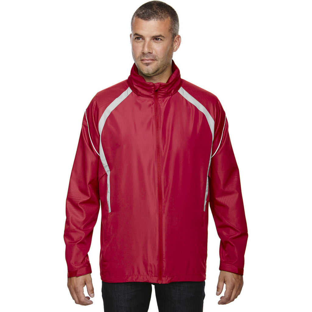 North End Men's Olympic Red Sirius Lightweight Jacket with Embossed Print