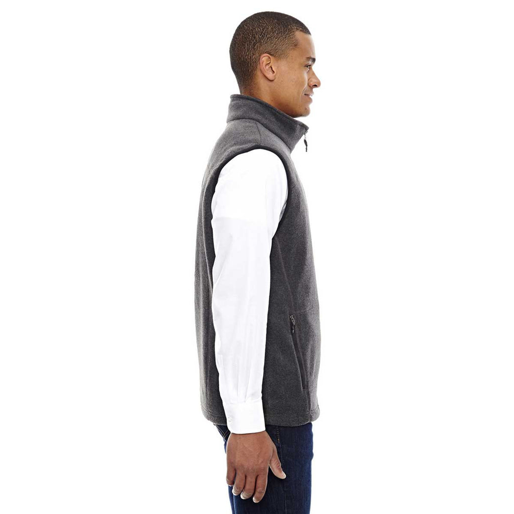 North End Men's Heather Charcoal Voyage Fleece Vest