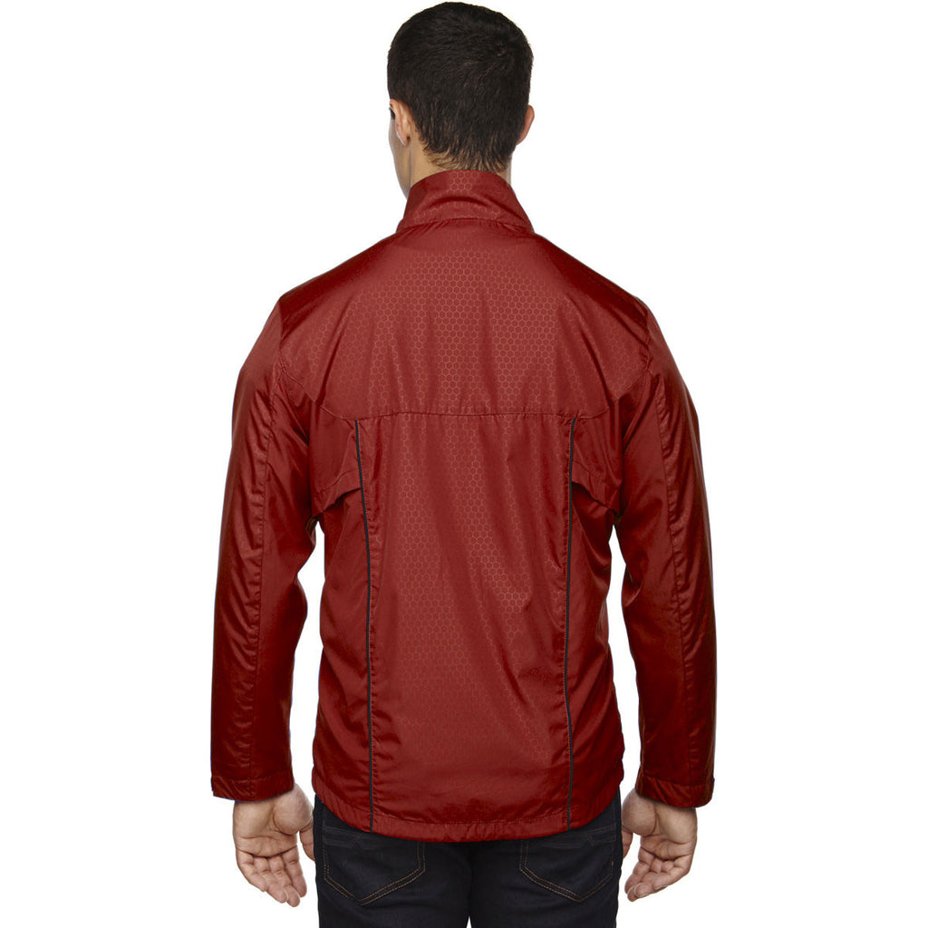 North End Men's Classic Red Tempo Lightweight Jacket with Embossed Print