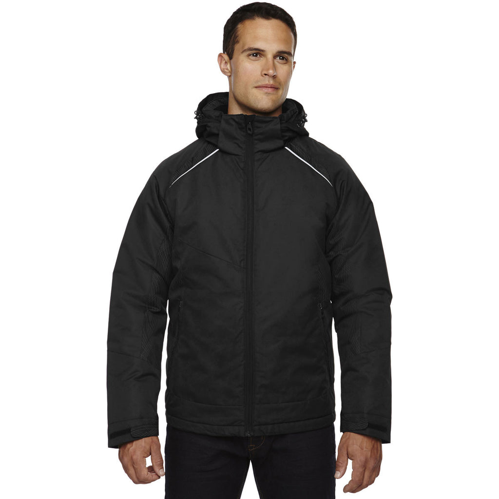 North End Men's Black Linear Insulated Jacket with Print