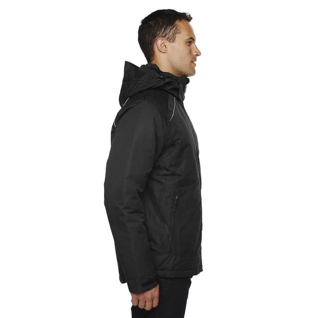 North End Men's Black Linear Insulated Jacket with Print