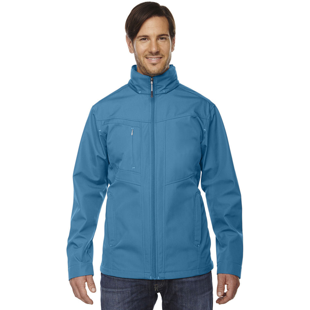 North End Men's Blue Ash Forecast Three-Layer Travel Soft Shell Jacket