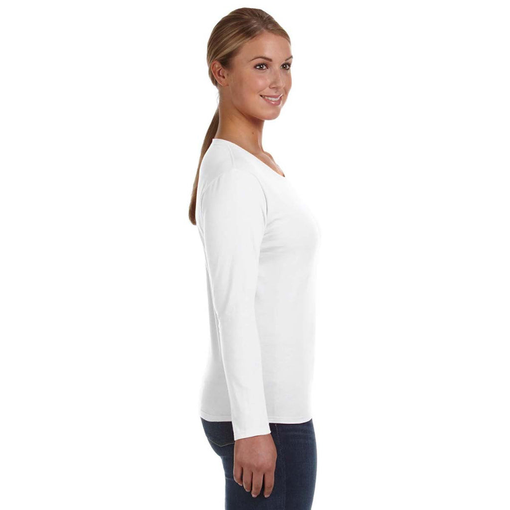 Anvil Women's White Lightweight Long-Sleeve T-Shirt