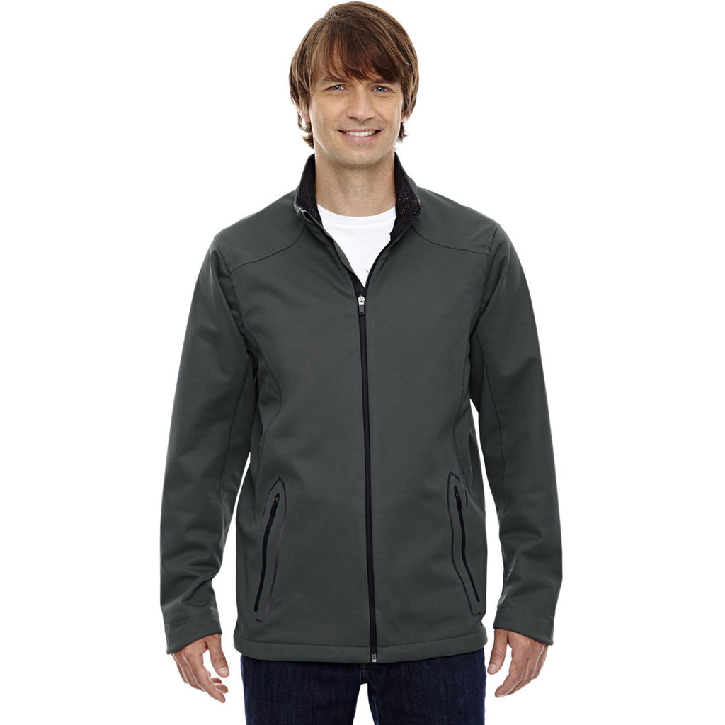 North End Men's Graphite Three-Layer Soft Shell Jacket with Laser Welding