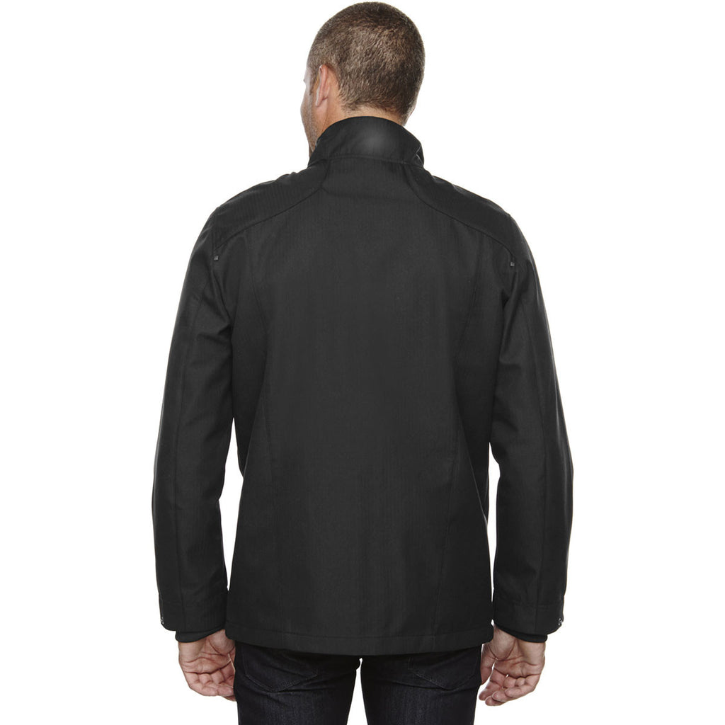 North End Men's Black Three-Layer City Textured Soft Shell Jacket