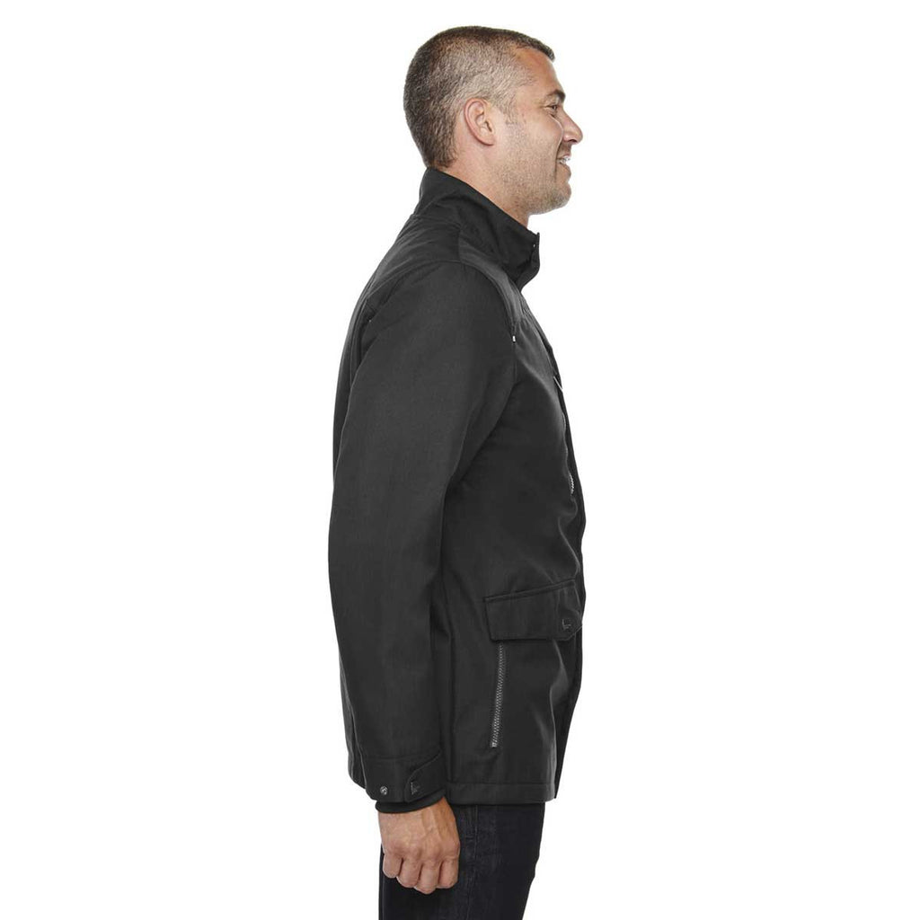 North End Men's Black Three-Layer City Textured Soft Shell Jacket