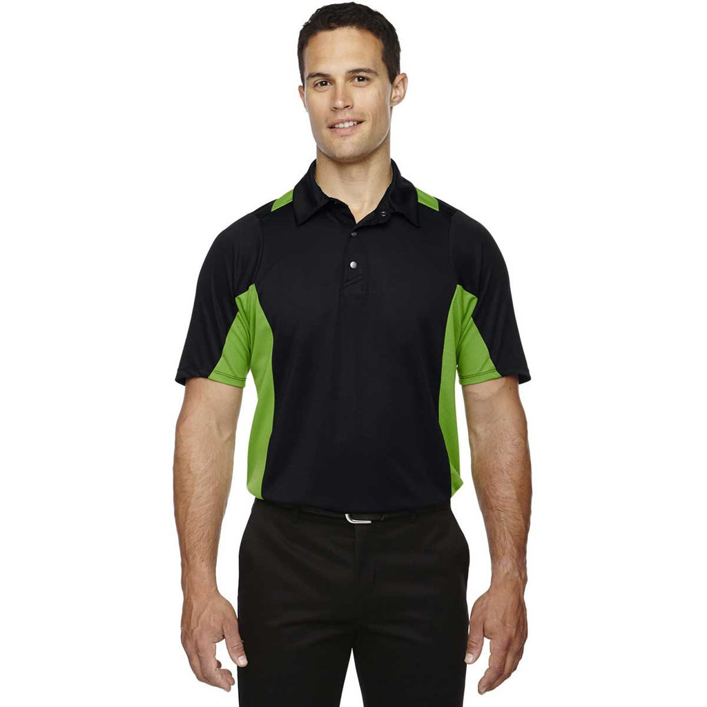 North End Men's Black/Acid Green Rotate Quick Dry Performance Polo