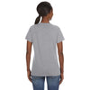 Anvil Women's Heather Grey Lightweight V-Neck T-Shirt