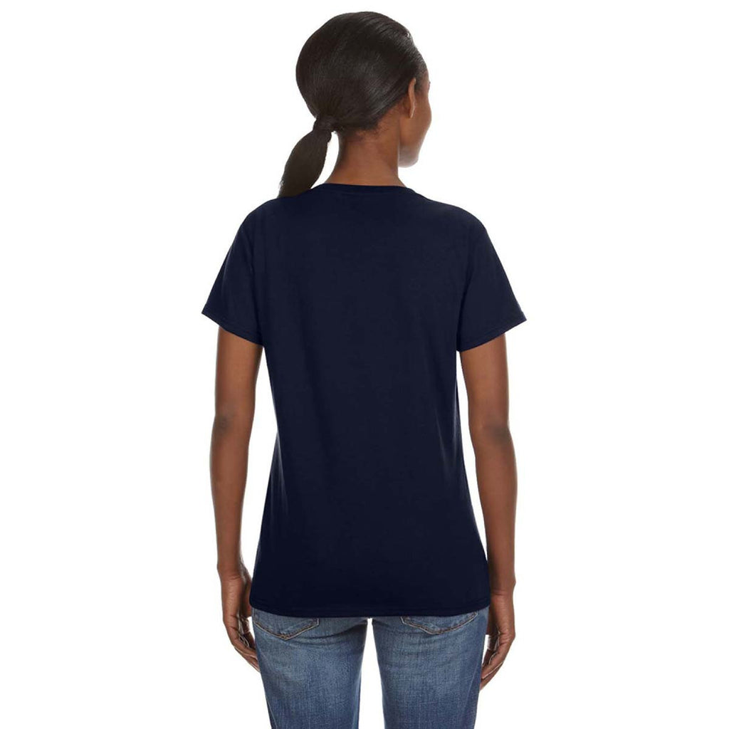 Anvil Women's Navy Lightweight V-Neck T-Shirt