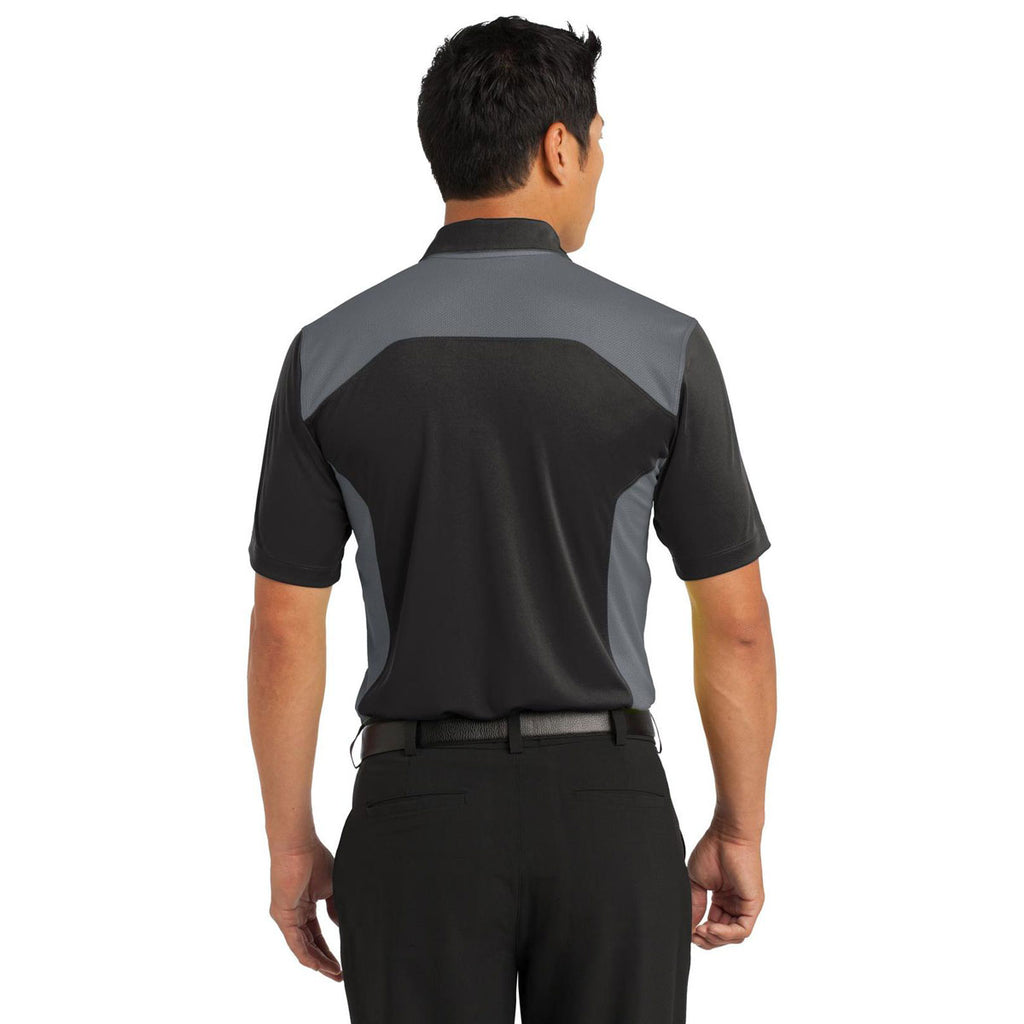 Nike Men's Black/Dark Grey Dri-FIT Engineered Mesh Polo