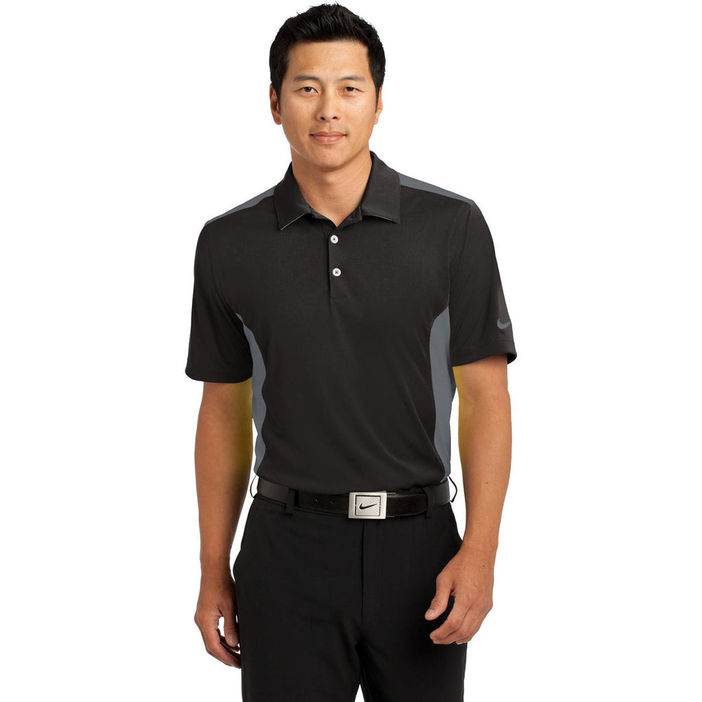 Nike Men's Black/Dark Grey Dri-FIT Engineered Mesh Polo