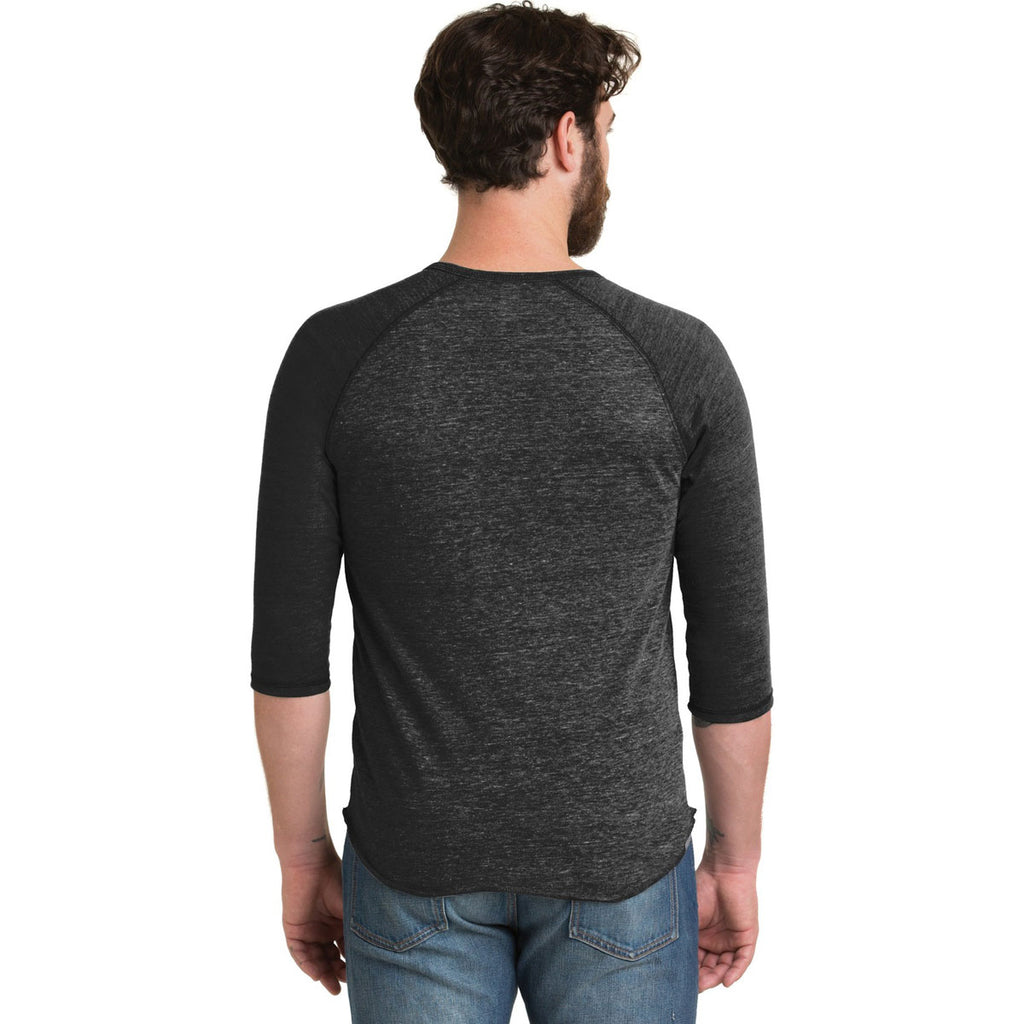 Alternative Men's Eco Black Eco-Jersey 3/4-Sleeve Raglan Henley