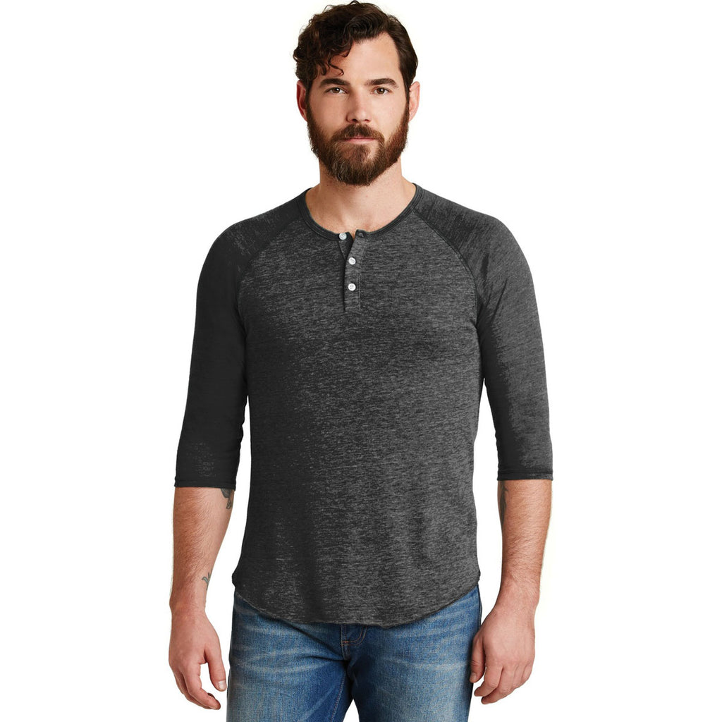 Alternative Men's Eco Black Eco-Jersey 3/4-Sleeve Raglan Henley