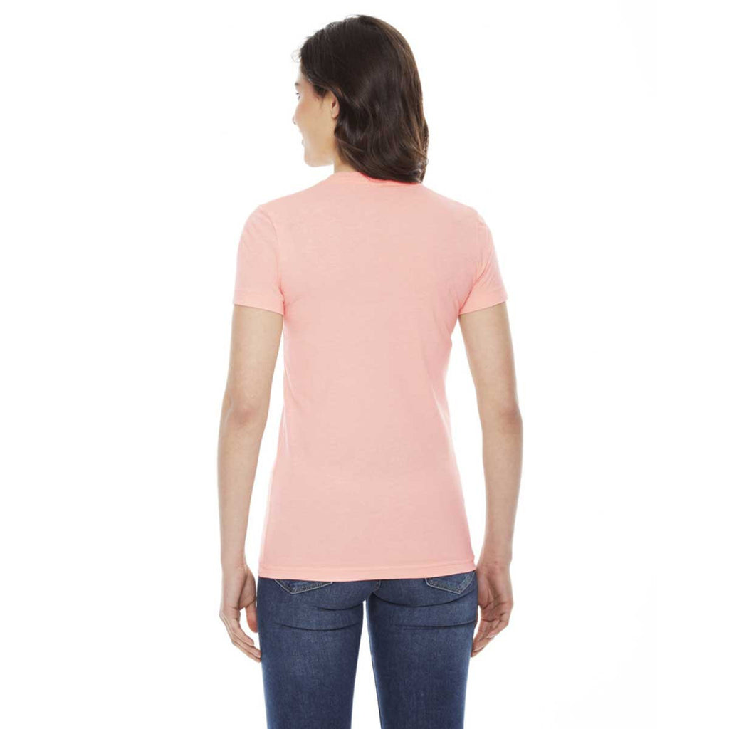 American Apparel Women's Apricot Poly-Cotton Short-Sleeve Crewneck