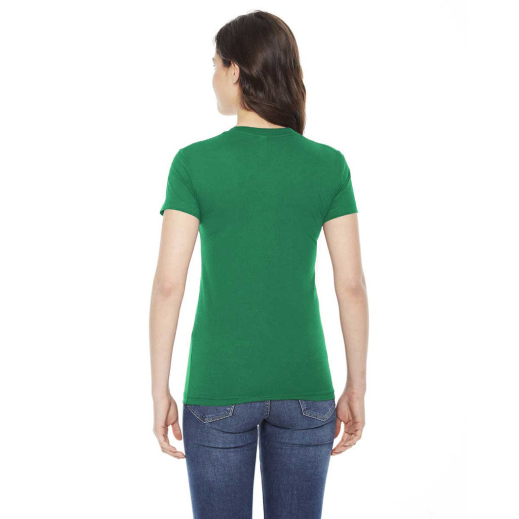 American Apparel Women's Kelly Green Poly-Cotton Short-Sleeve Crewneck