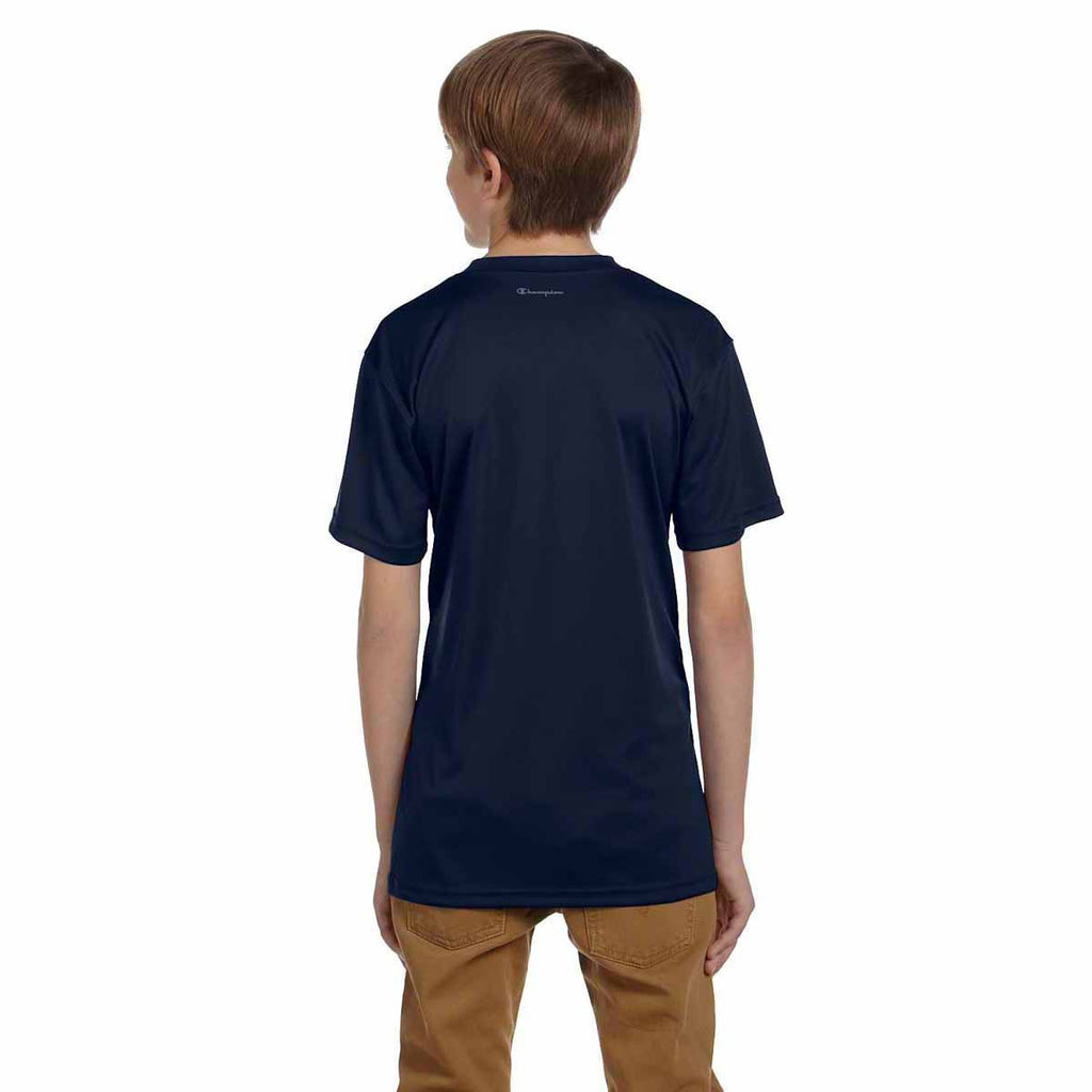 Champion Youth Navy Double Dry 4.1-Ounce Interlock T-Shirt